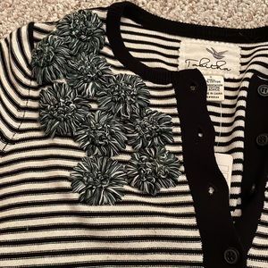 Anthropologie sweater with floral appliqué